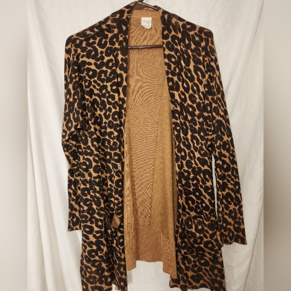 1X Terra & Sky Leopard Print Cardigan